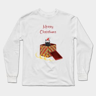 Merry Christmas - Black cats with Santa hat. Long Sleeve T-Shirt